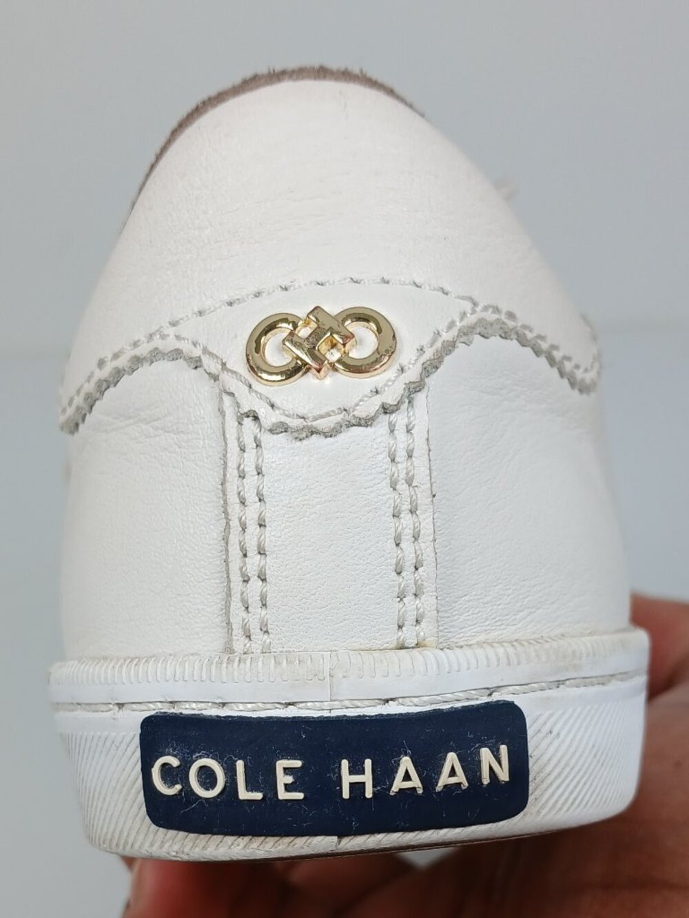 Cole Haan Grand Crosscourt White Leather Sneakers Gold Hardware 7.5B - Picture 12 of 14